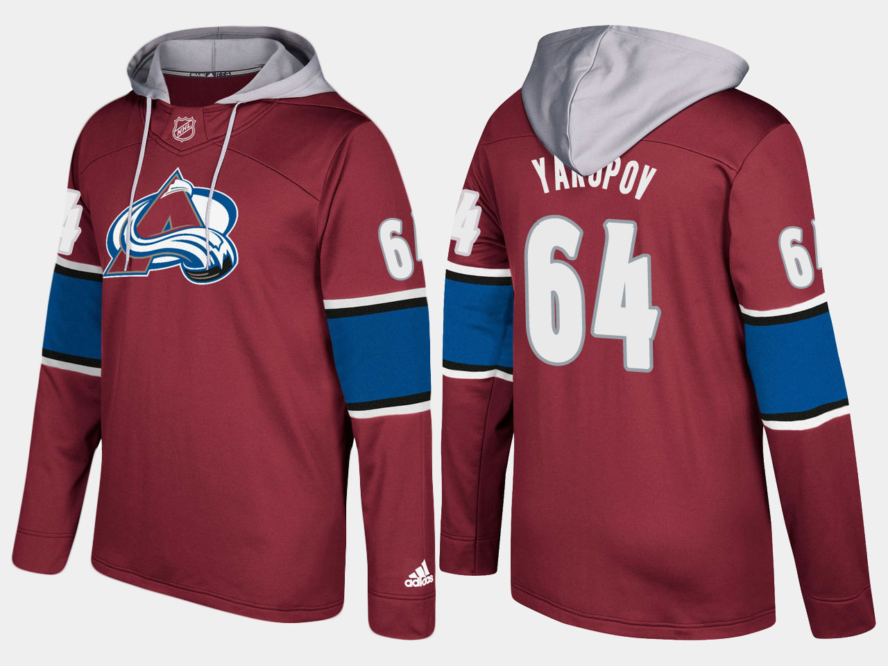 Men NHL Colorado avalanche #64 nail yakupov  burgundy hoodie